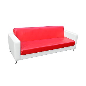 Диван Cube из экокожи трехместный красно-белый